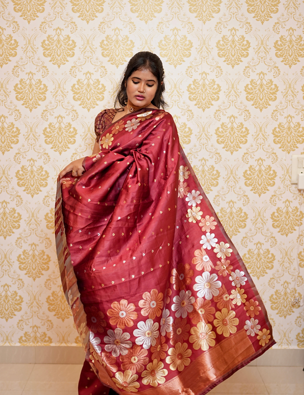Banarasi Soft Silk with Floral Weaving