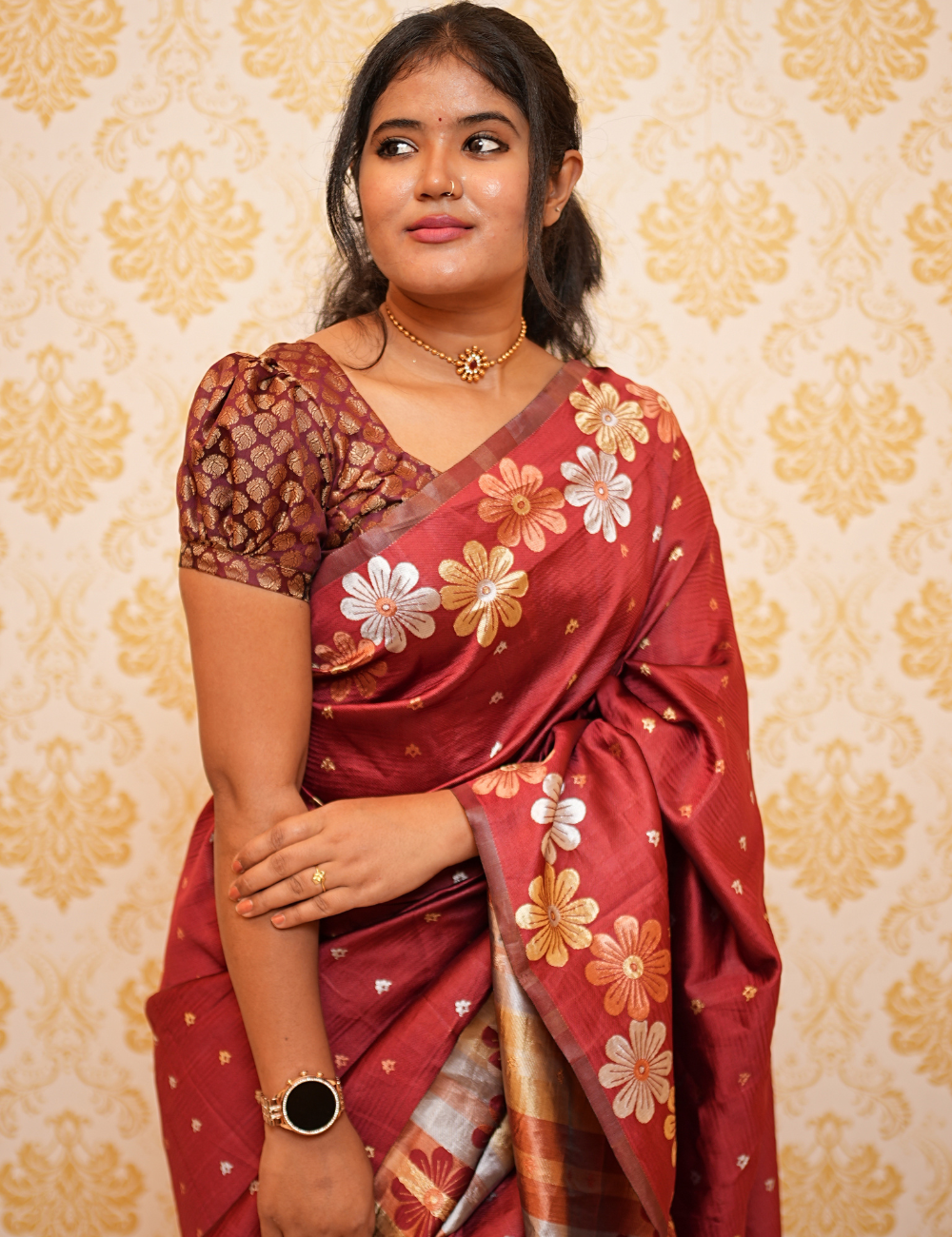 Banarasi Soft Silk with Floral Weaving