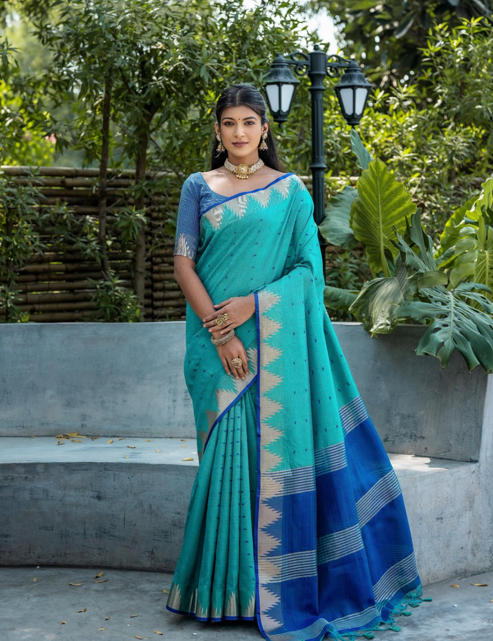 Azure Ramar green Tussar Silk Saree