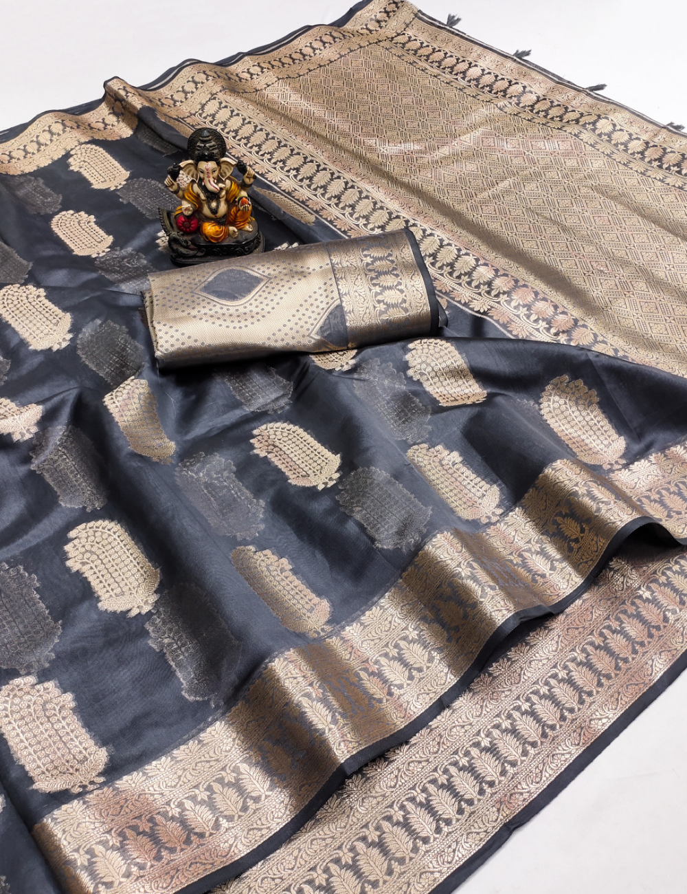 Golden Sunrise Banarasi Organza Saree