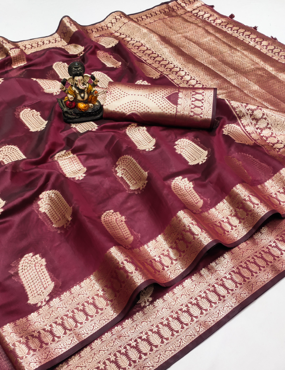 Golden Sunrise Banarasi Organza Saree