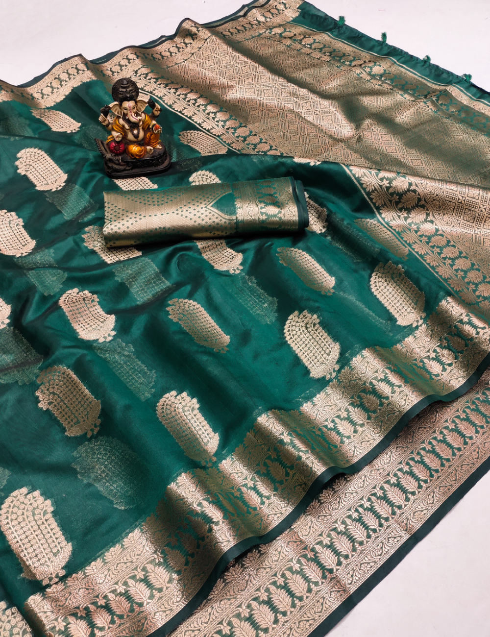 Golden Sunrise Banarasi Organza Saree