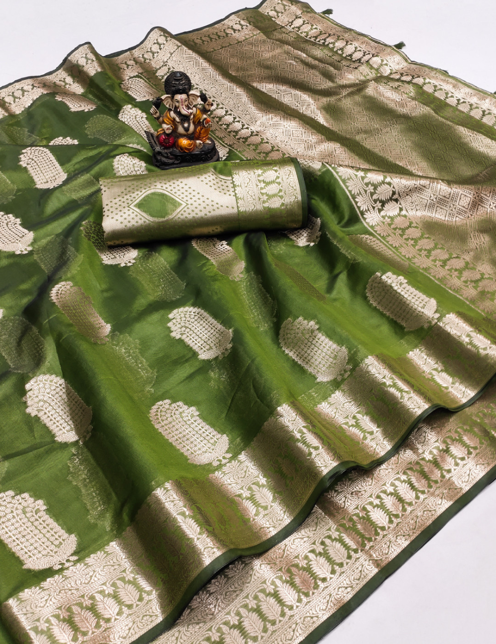 Golden Sunrise Banarasi Organza Saree