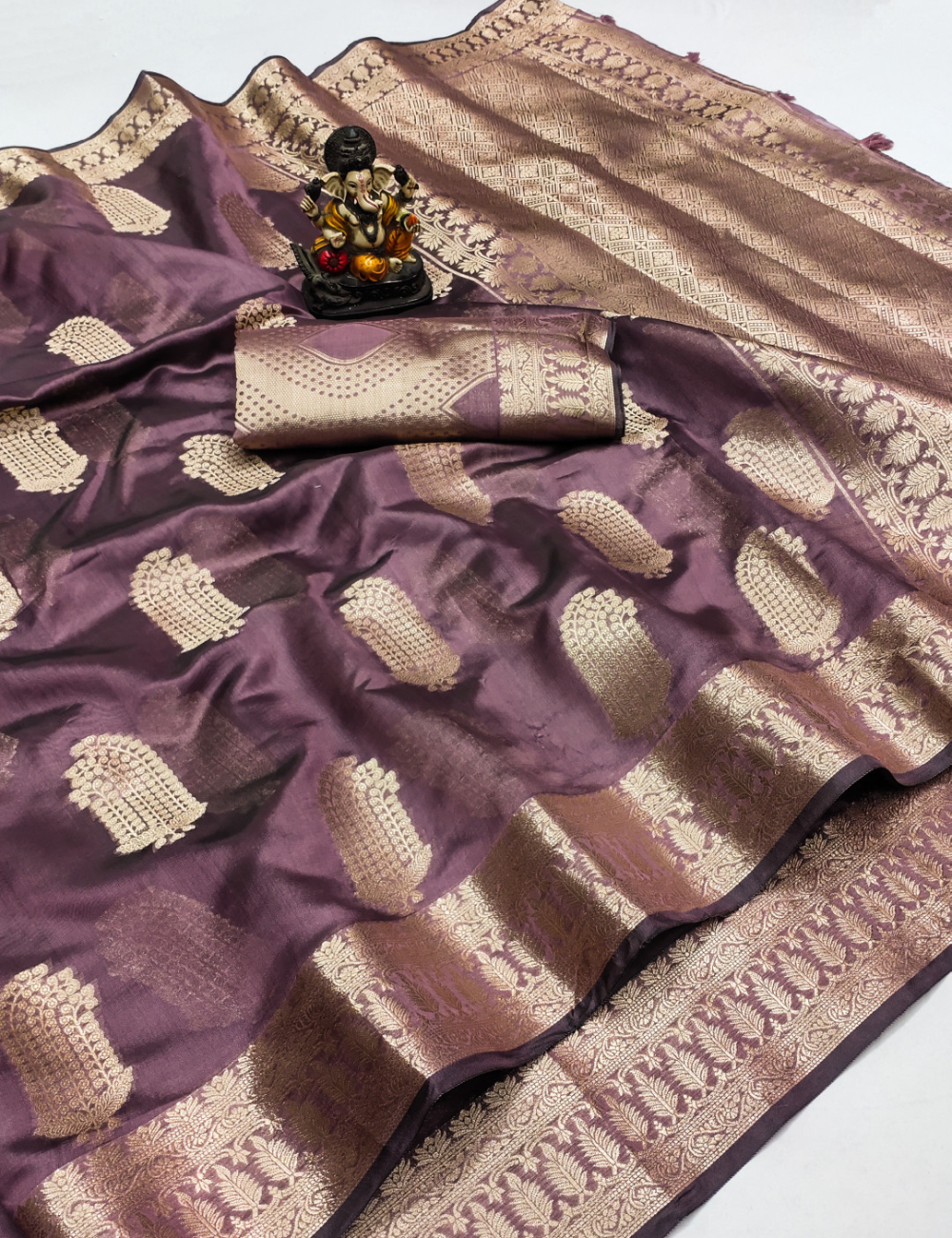 Golden Sunrise Banarasi Organza Saree