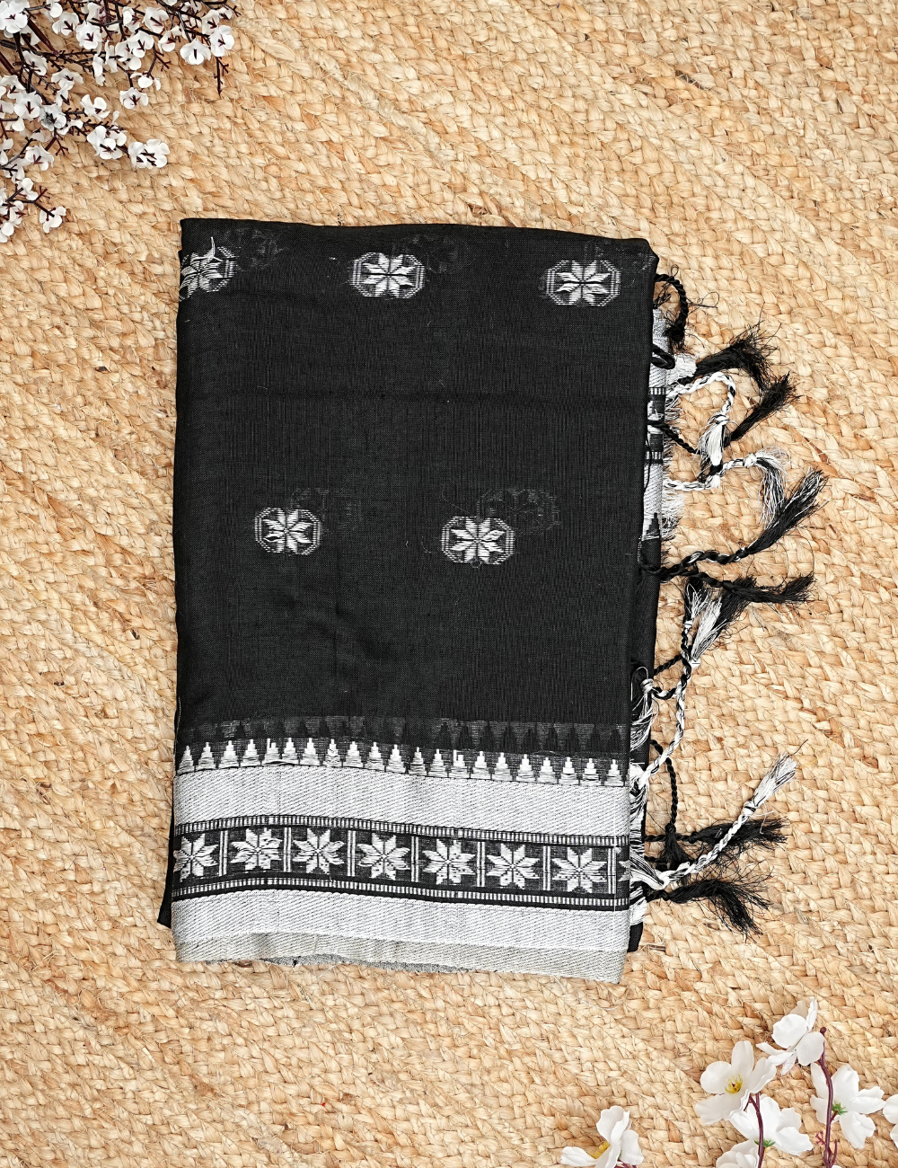 Midnight Bloom Pushpa Cotton Saree