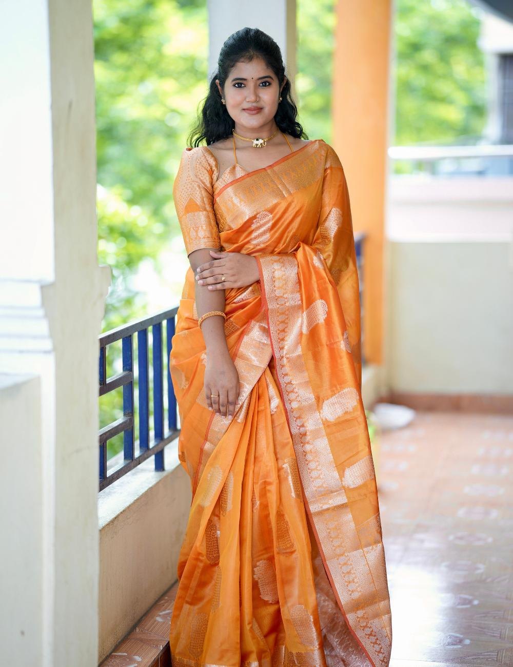 Golden Sunrise Banarasi Organza Saree