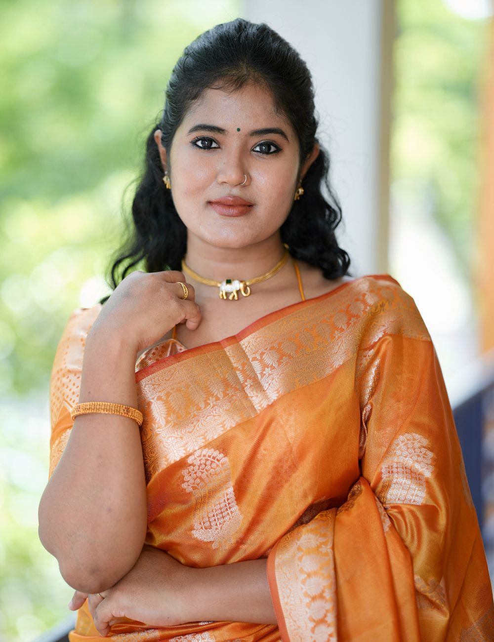 Golden Sunrise Banarasi Organza Saree