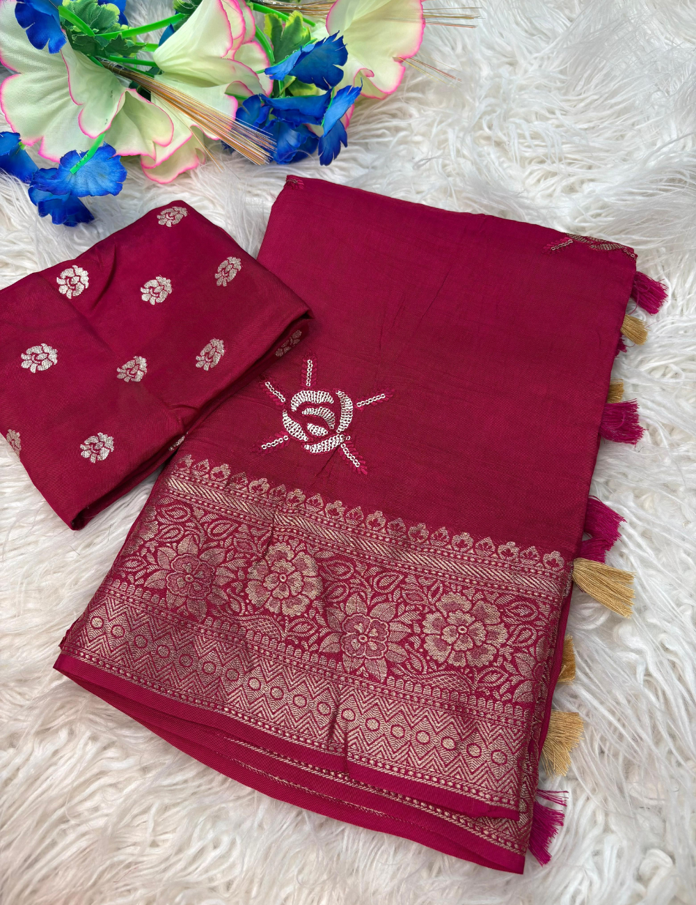 Premium viscose russian dola saree