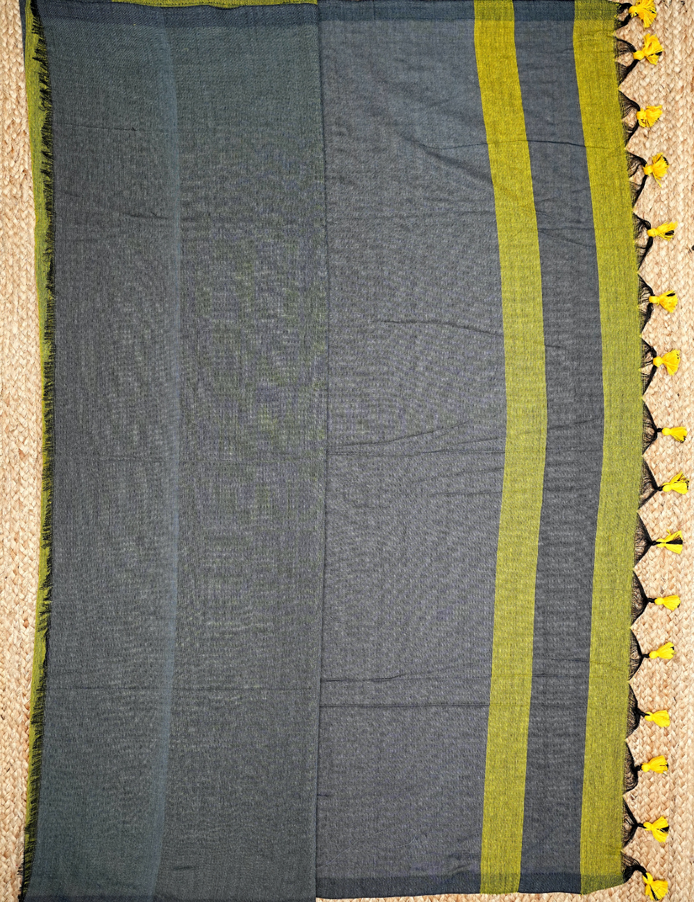Lime Green Khadi cotton saree