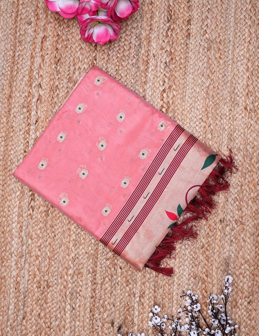 Blush Organza Paithani Tissue saree