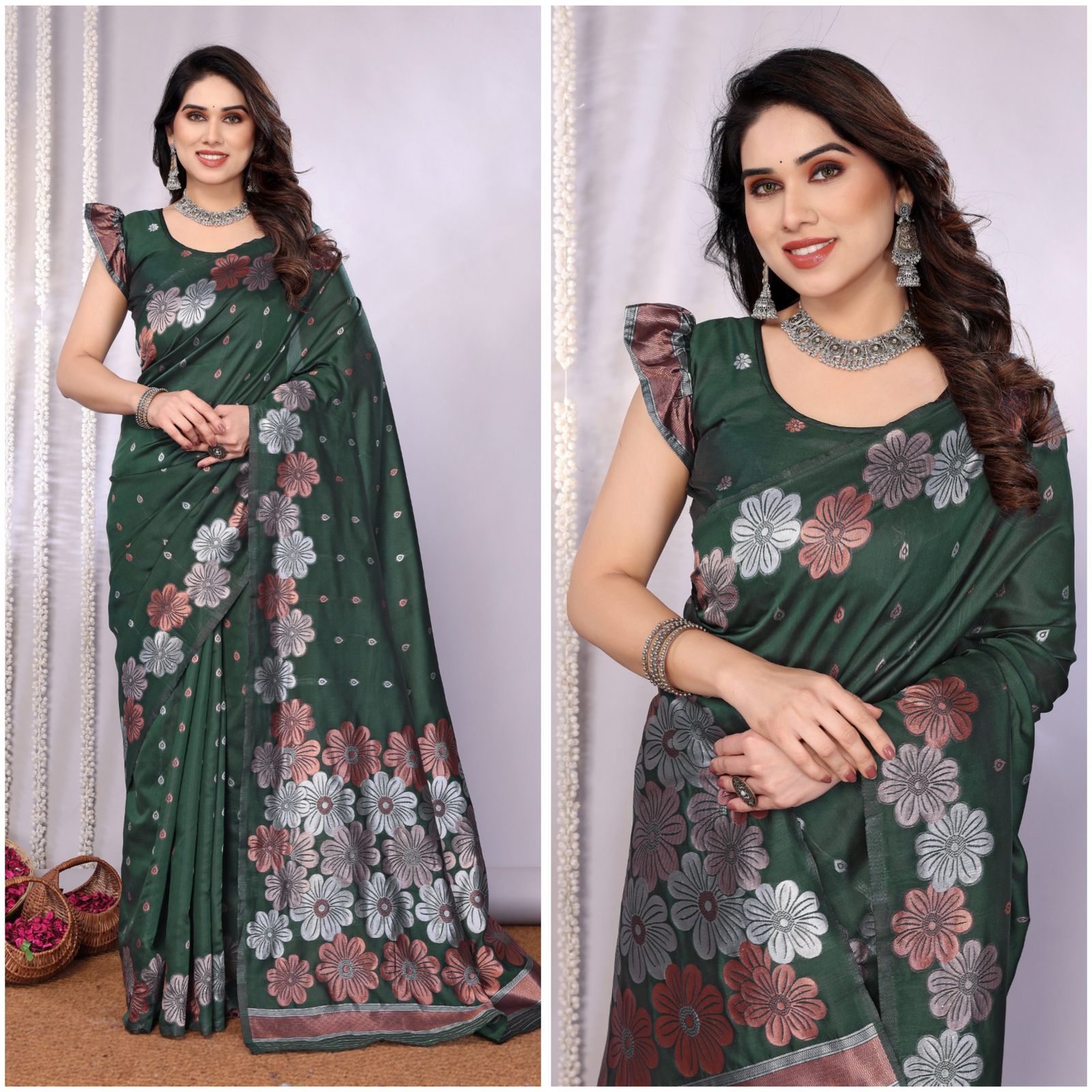 Banarasi Soft Silk with Floral Weaving