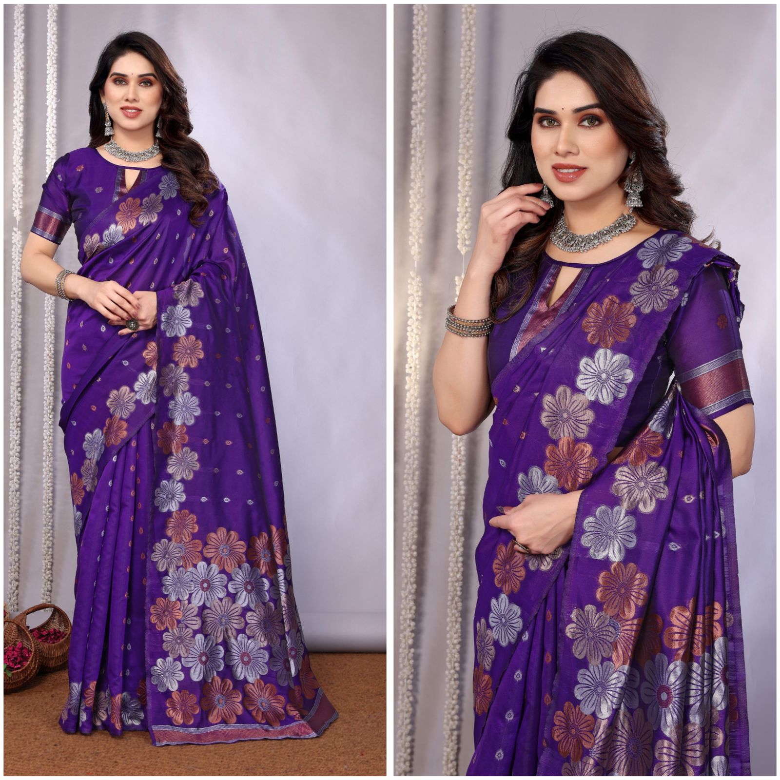 Banarasi Soft Silk with Floral Weaving
