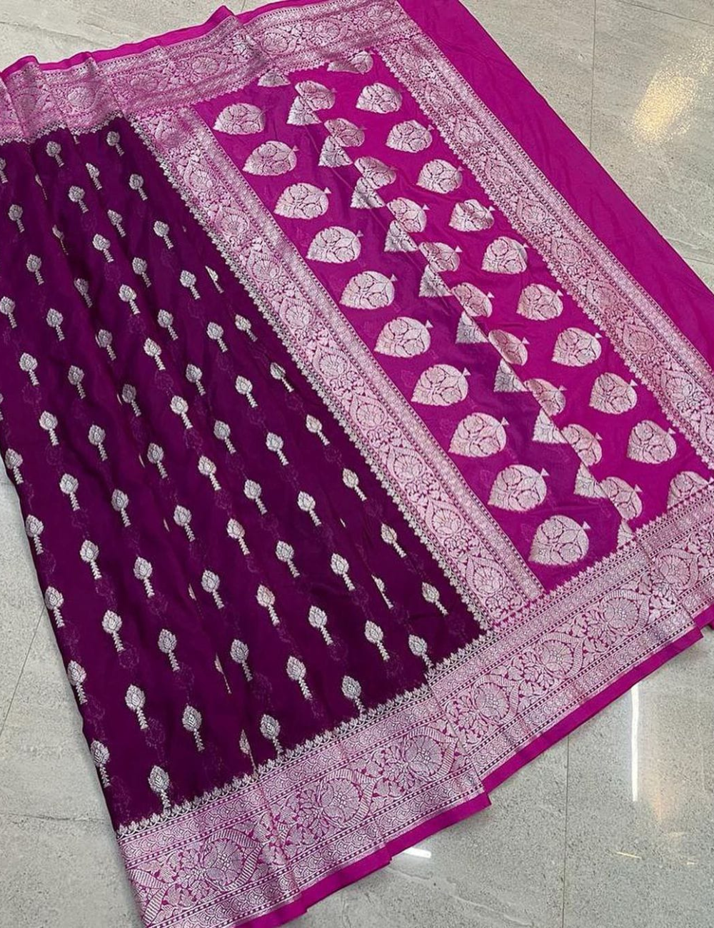Wine - Torquoise Katan Georgette Saree