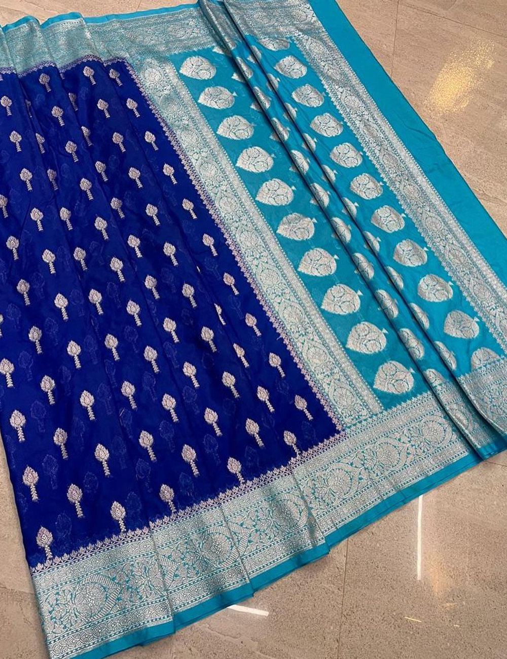 Wine - Torquoise Katan Georgette Saree