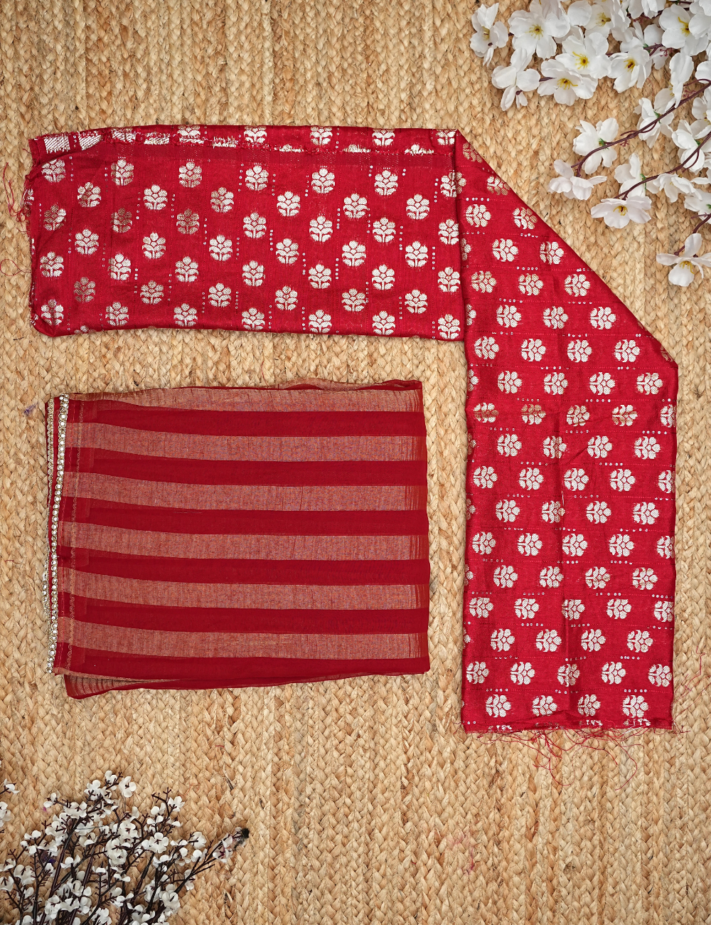 Red Banarasi georgette Leheriya Sohini Set