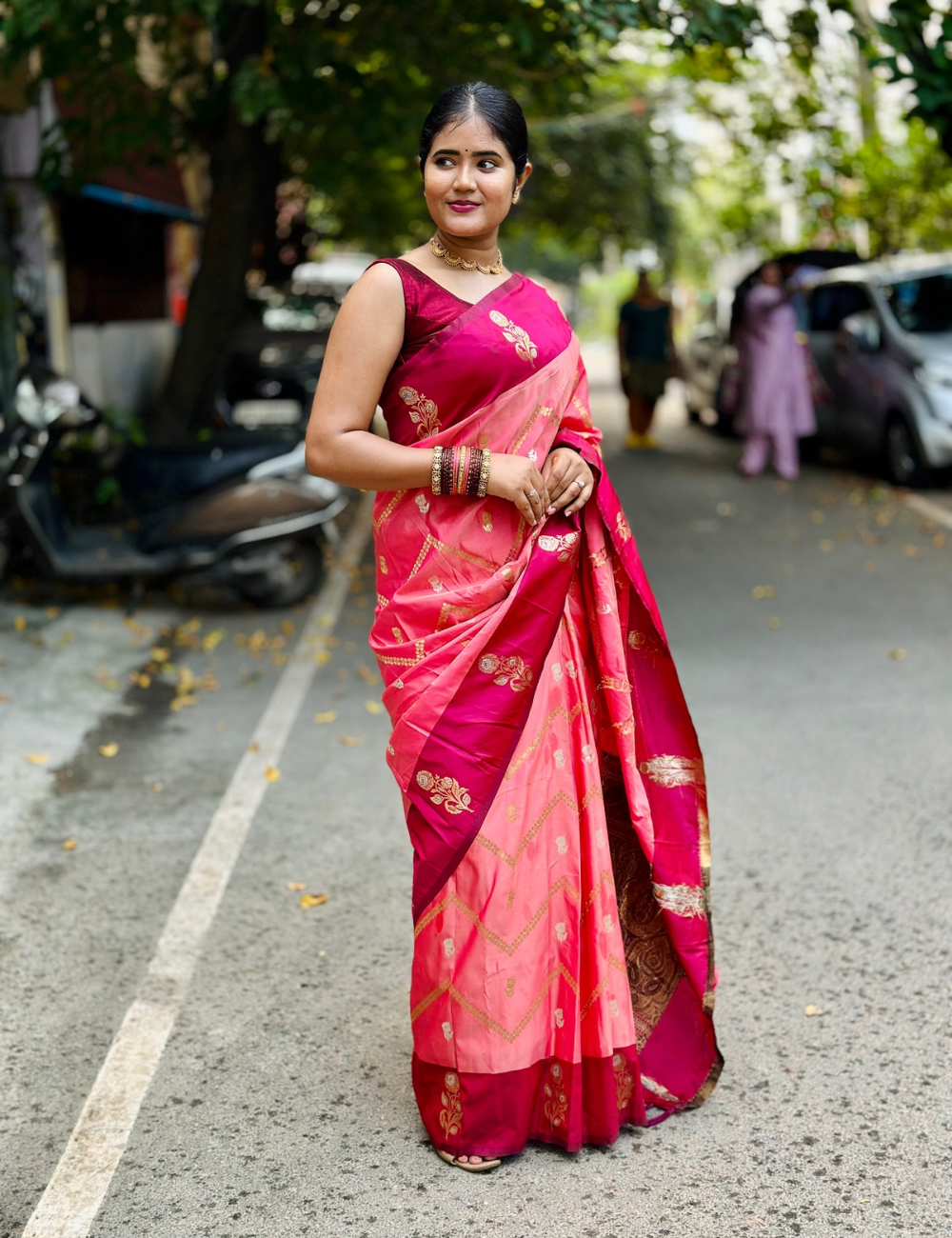 Magenta Brocade soft silk Saree
