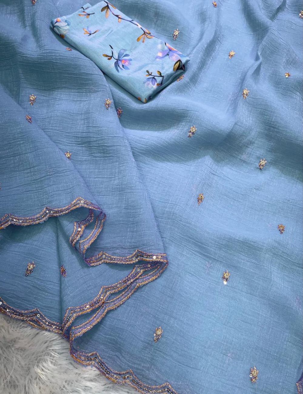 Embroidered Georgette Crush Ensemble