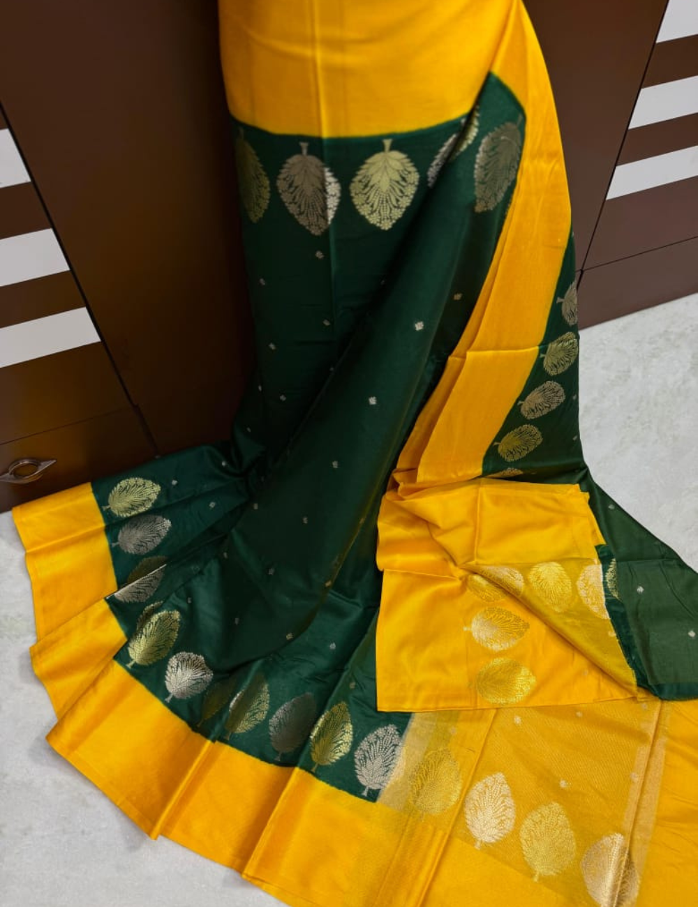 Traditional Warm Silk Leaf Motif Saree